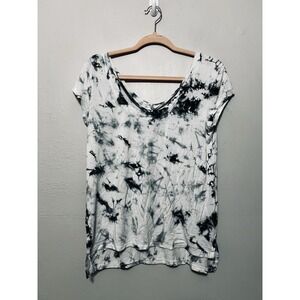 American Eagle Soft & Sexy Shirt Womens Small Blue Tie Dye Crisscross Oversized